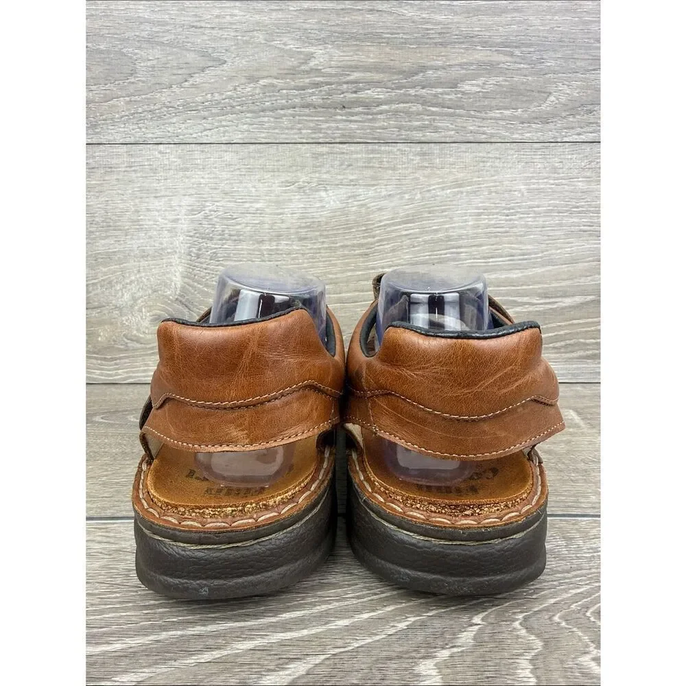 Finn Comfort Tunis Men’s Sz 11/EU 44 Brown Leather 3 Strap Hook & Loop Sandals